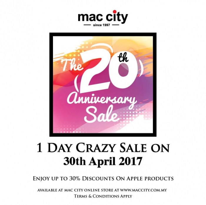 Mac City 20th Anniversary Online Store One Day Crazy Sale