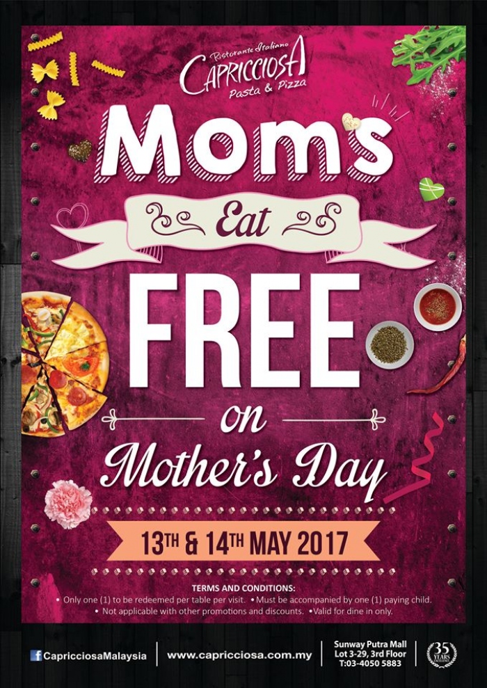 Moms Eat Free @ Capricciosa This Mother