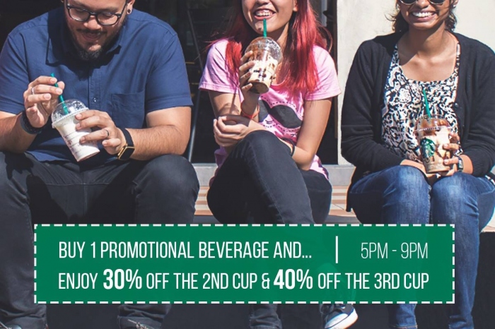 30% OFF 2nd Cup & 40% OFF 3rd Cup of Frappuccino at Starbucks
