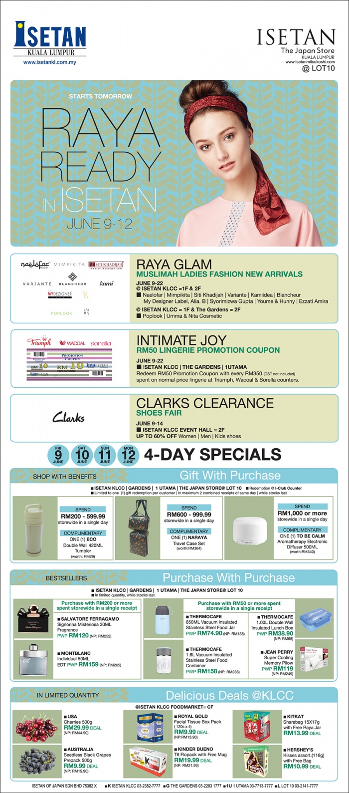 Isetan Raya Ready Specials - Muslimah New Arrivals, Intimate Joy & Clarks Clearance
