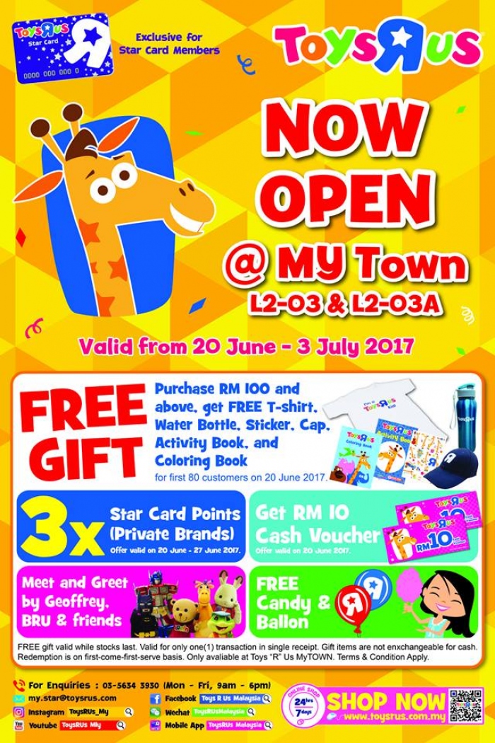 Toys R Us MyTown Opening Specials - Free Gift Free Voucher