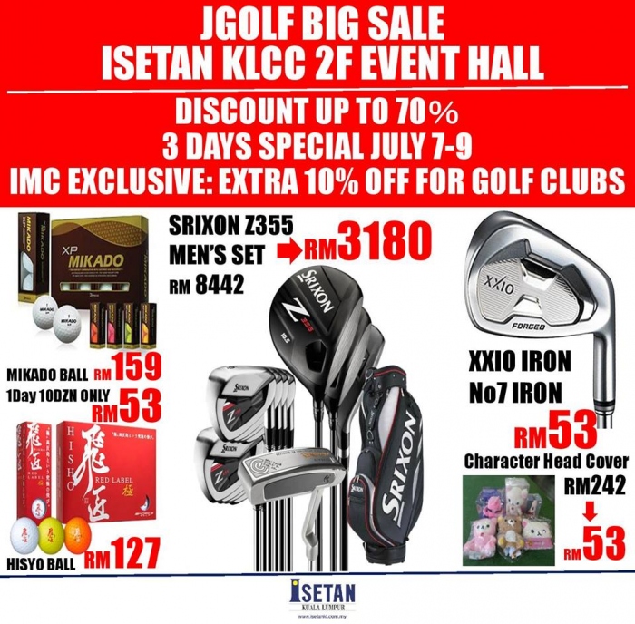 Jgolf Big Sale @ Isetan KLCC - Discounts Up To 70%