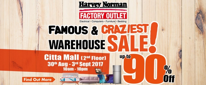 Harvey Norman Famous & Craziest Warehosue Sale - 90% OFF