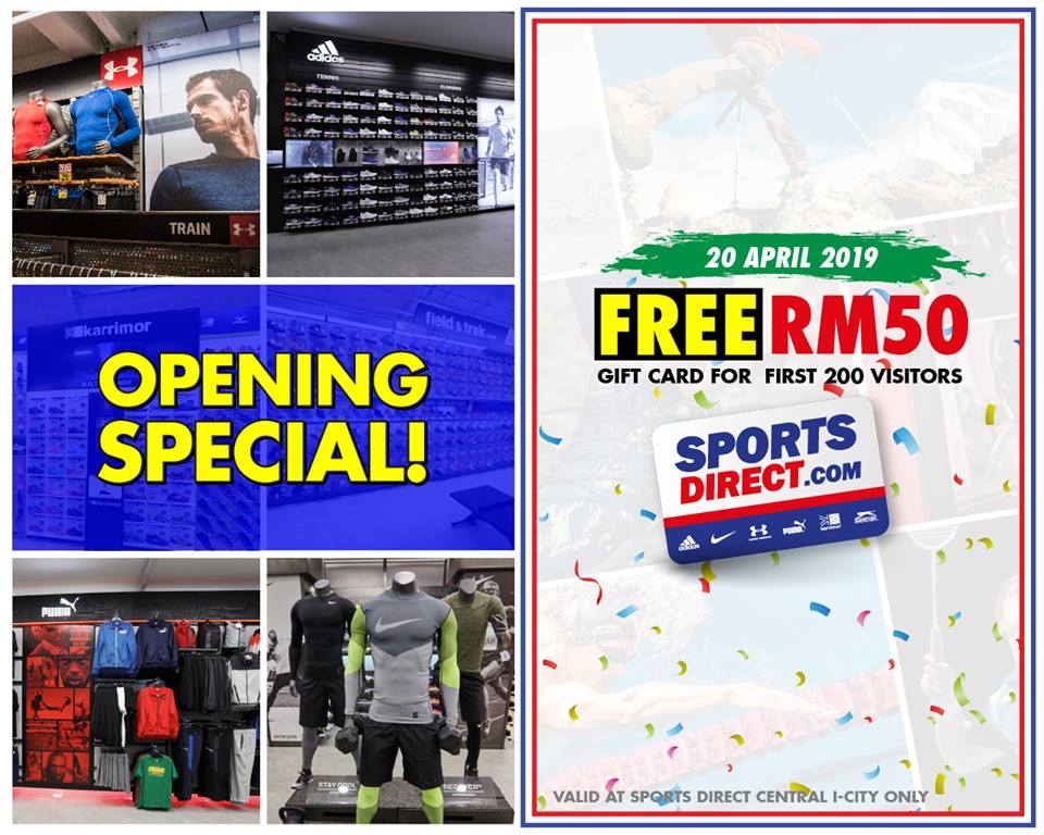 Sports Direct Central i-City Mall Superstore Opening Specials