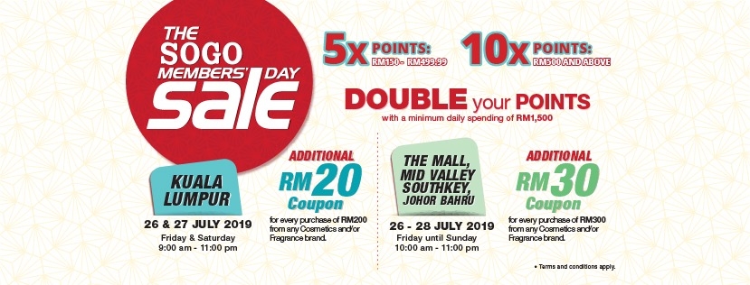 The Sogo Members Day Sale - Up To 10X Points + Free Voucher