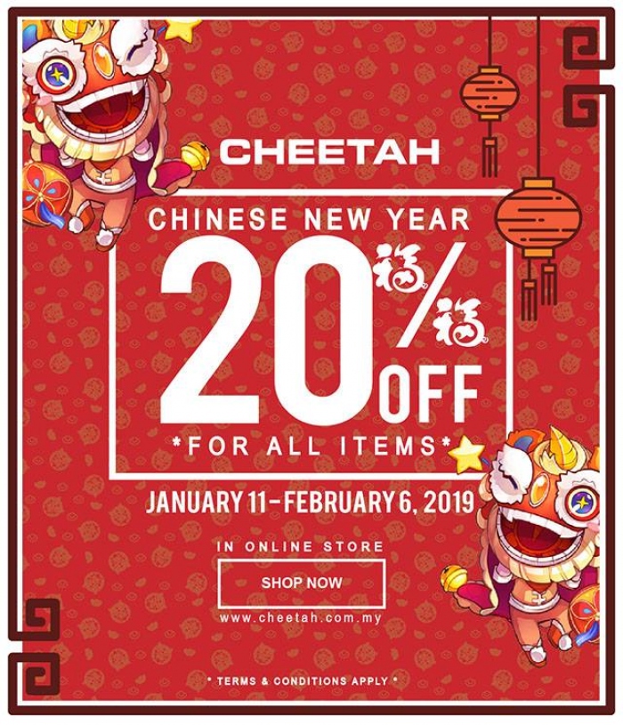 Cheetah Chinese New Year Offer - 20% OFF All Items