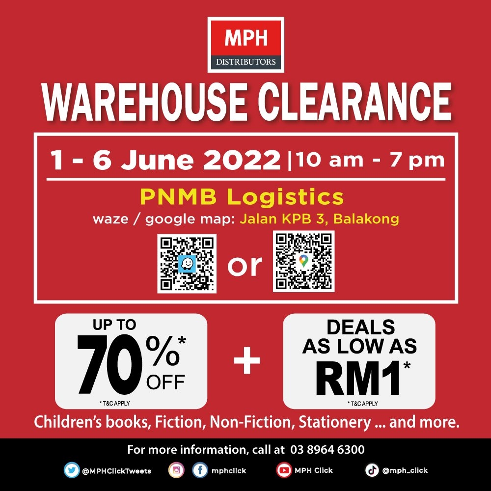 MPH Warehouse Sale - Up To 70% OFF + Deals From RM1